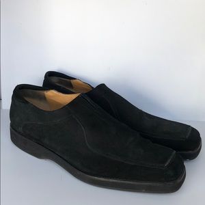 Mezlan black suede square toe loafers 15
